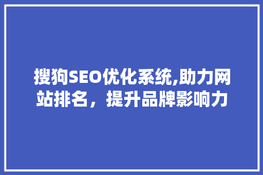 搜狗SEO优化系统,助力网站排名，提升品牌影响力