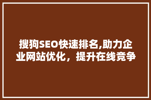 搜狗SEO快速排名,助力企业网站优化，提升在线竞争力