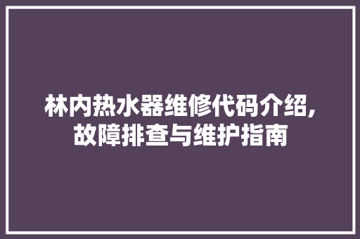 林内热水器维修代码介绍,故障排查与维护指南