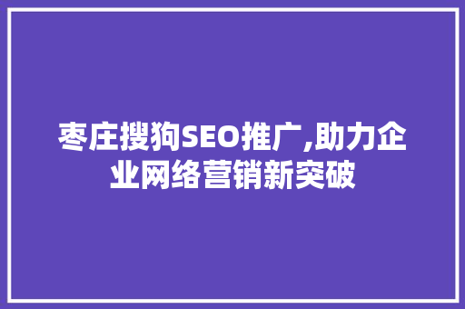 枣庄搜狗SEO推广,助力企业网络营销新突破