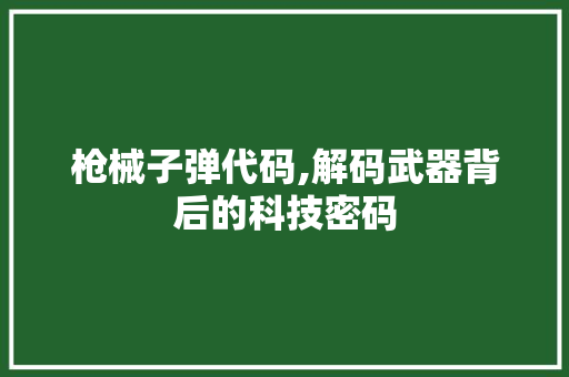 枪械子弹代码,解码武器背后的科技密码