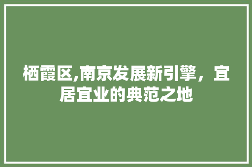 栖霞区,南京发展新引擎，宜居宜业的典范之地