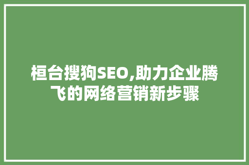 桓台搜狗SEO,助力企业腾飞的网络营销新步骤