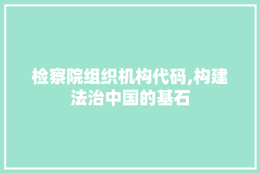 检察院组织机构代码,构建法治中国的基石