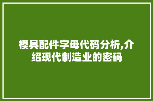 模具配件字母代码分析,介绍现代制造业的密码