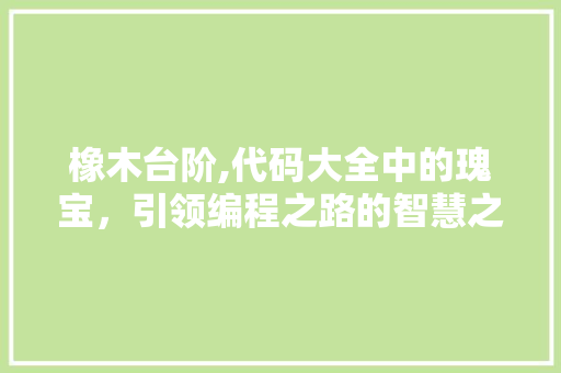 橡木台阶,代码大全中的瑰宝，引领编程之路的智慧之光