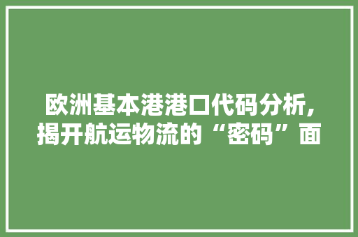 欧洲基本港港口代码分析,揭开航运物流的“密码”面纱