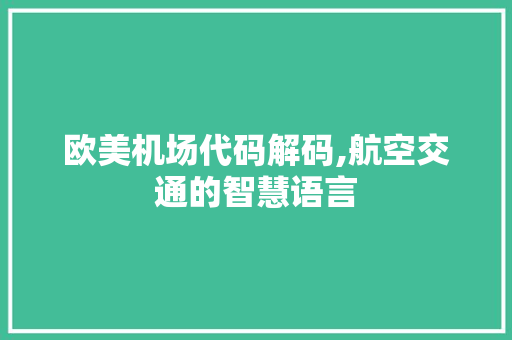 欧美机场代码解码,航空交通的智慧语言