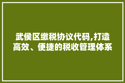 武侯区缴税协议代码,打造高效、便捷的税收管理体系