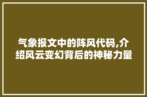 气象报文中的阵风代码,介绍风云变幻背后的神秘力量