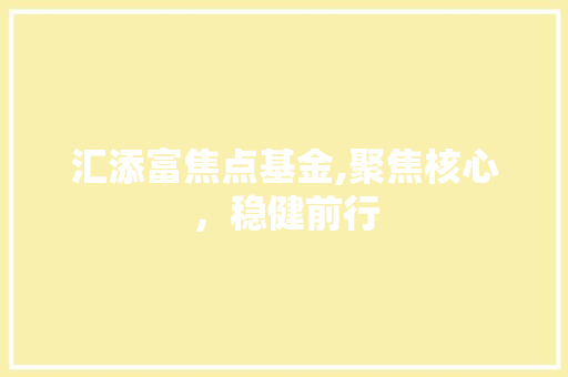 汇添富焦点基金,聚焦核心，稳健前行