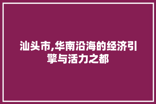 汕头市,华南沿海的经济引擎与活力之都