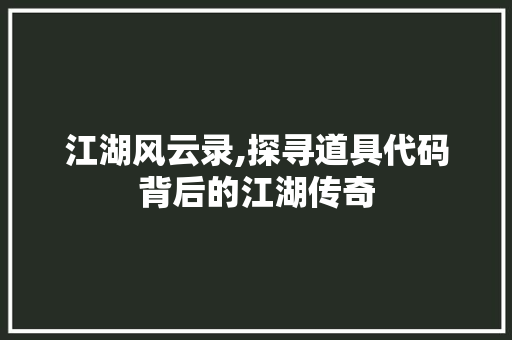 江湖风云录,探寻道具代码背后的江湖传奇