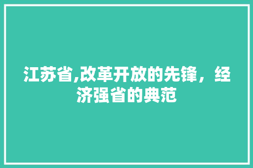 江苏省,改革开放的先锋，经济强省的典范