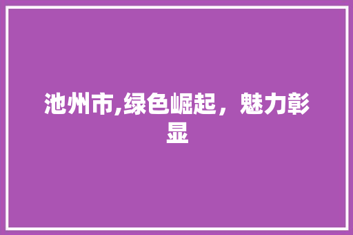 池州市,绿色崛起，魅力彰显