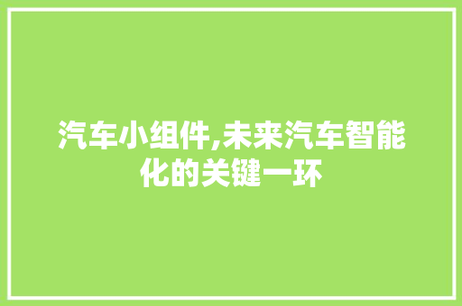 汽车小组件,未来汽车智能化的关键一环