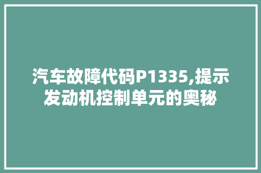 汽车故障代码P1335,提示发动机控制单元的奥秘