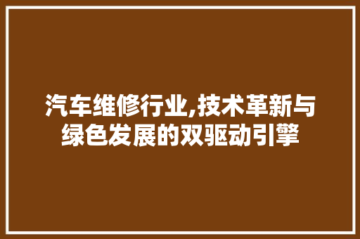 汽车维修行业,技术革新与绿色发展的双驱动引擎