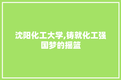 沈阳化工大学,铸就化工强国梦的摇篮