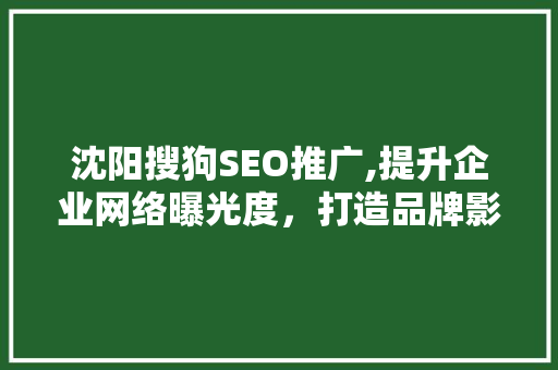 沈阳搜狗SEO推广,提升企业网络曝光度，打造品牌影响力