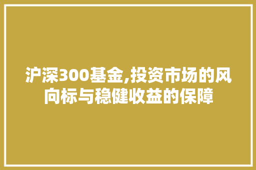 沪深300基金,投资市场的风向标与稳健收益的保障