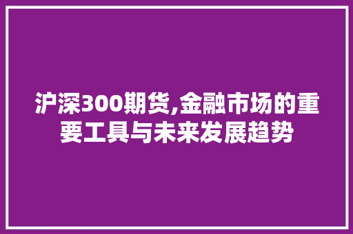 沪深300期货,金融市场的重要工具与未来发展趋势