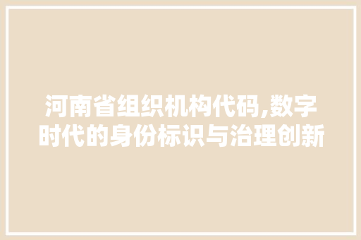 河南省组织机构代码,数字时代的身份标识与治理创新