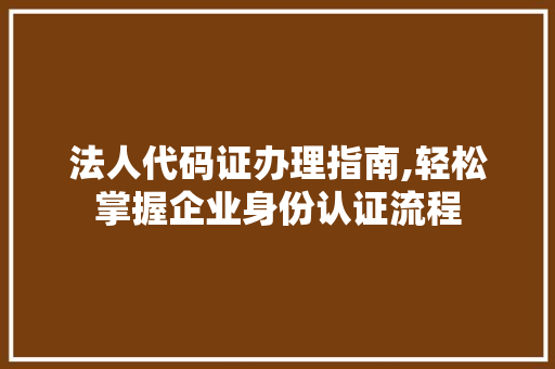 法人代码证办理指南,轻松掌握企业身份认证流程 React