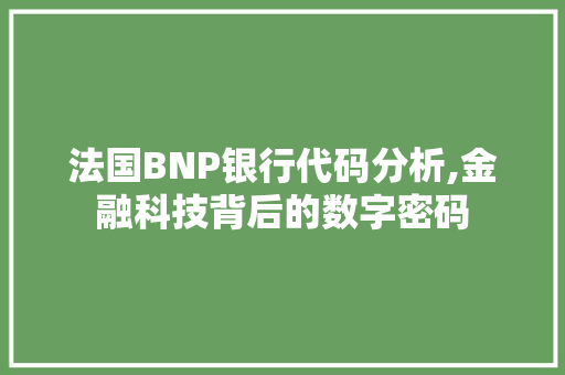 法国BNP银行代码分析,金融科技背后的数字密码