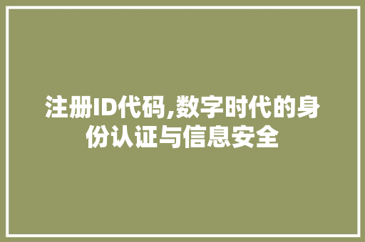 注册ID代码,数字时代的身份认证与信息安全