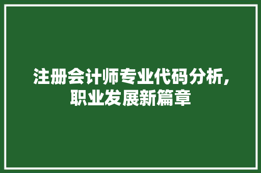 注册会计师专业代码分析,职业发展新篇章