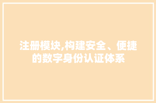 注册模块,构建安全、便捷的数字身份认证体系