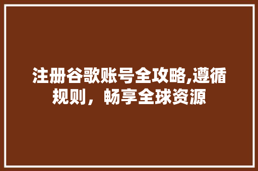 注册谷歌账号全攻略,遵循规则，畅享全球资源