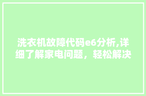 洗衣机故障代码e6分析,详细了解家电问题，轻松解决生活困扰