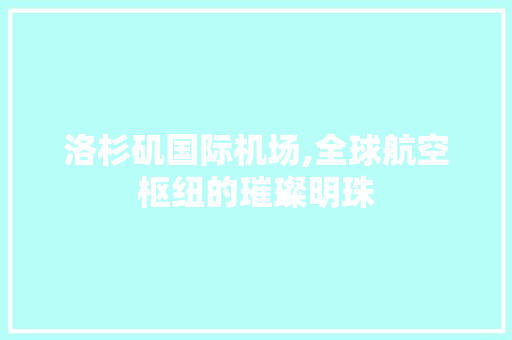 洛杉矶国际机场,全球航空枢纽的璀璨明珠