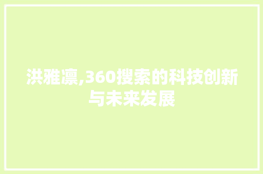 洪雅凛,360搜索的科技创新与未来发展