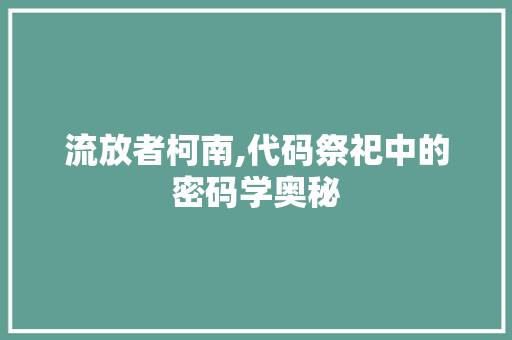 流放者柯南,代码祭祀中的密码学奥秘