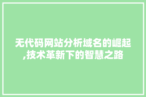 无代码网站分析域名的崛起,技术革新下的智慧之路