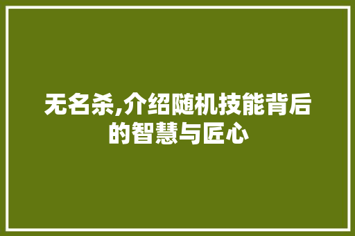 无名杀,介绍随机技能背后的智慧与匠心