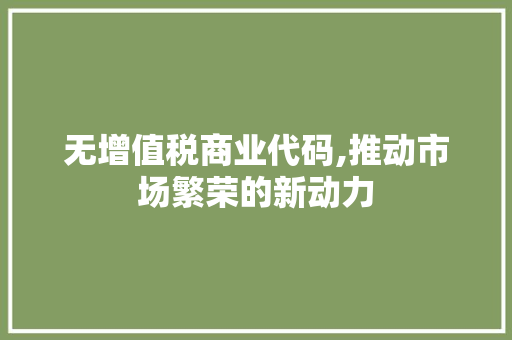 无增值税商业代码,推动市场繁荣的新动力