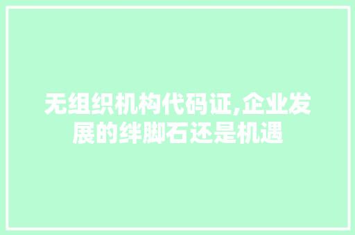 无组织机构代码证,企业发展的绊脚石还是机遇