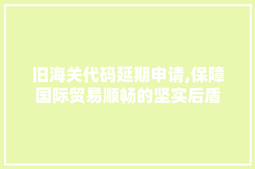 旧海关代码延期申请,保障国际贸易顺畅的坚实后盾