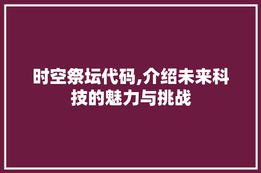 时空祭坛代码,介绍未来科技的魅力与挑战