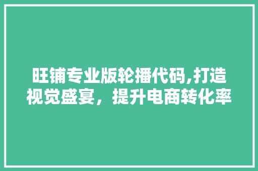 旺铺专业版轮播代码,打造视觉盛宴，提升电商转化率