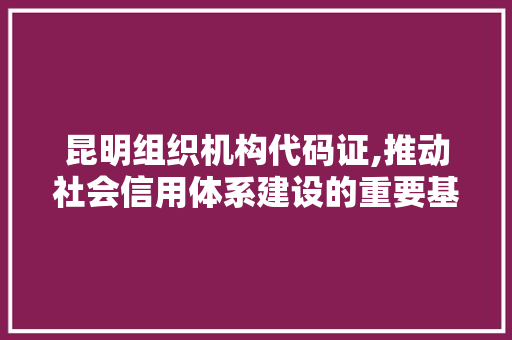 昆明组织机构代码证,推动社会信用体系建设的重要基石