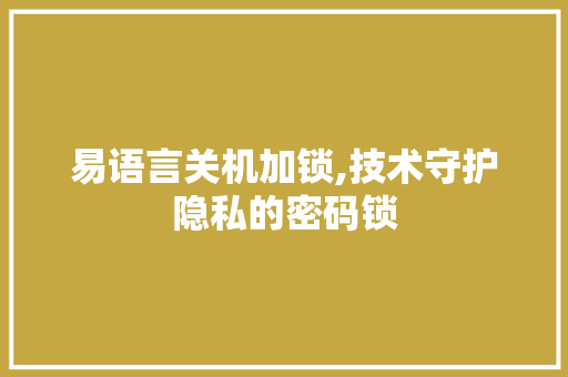 易语言关机加锁,技术守护隐私的密码锁