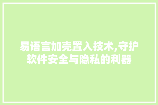 易语言加壳置入技术,守护软件安全与隐私的利器