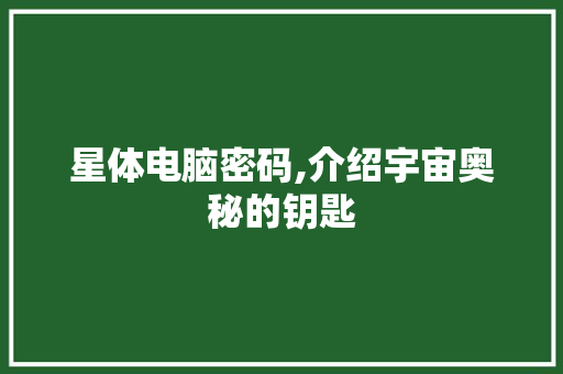 星体电脑密码,介绍宇宙奥秘的钥匙