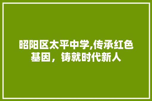 昭阳区太平中学,传承红色基因，铸就时代新人