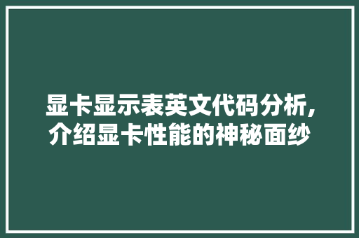 显卡显示表英文代码分析,介绍显卡性能的神秘面纱